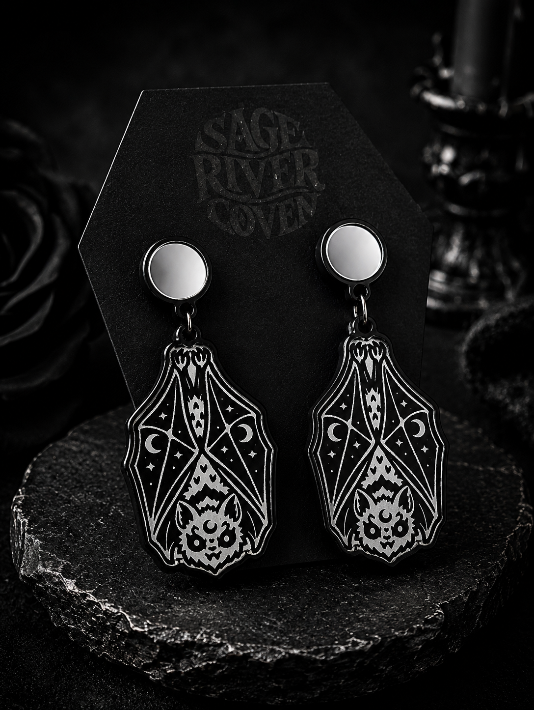 Lunar Slumber Bat Earrings