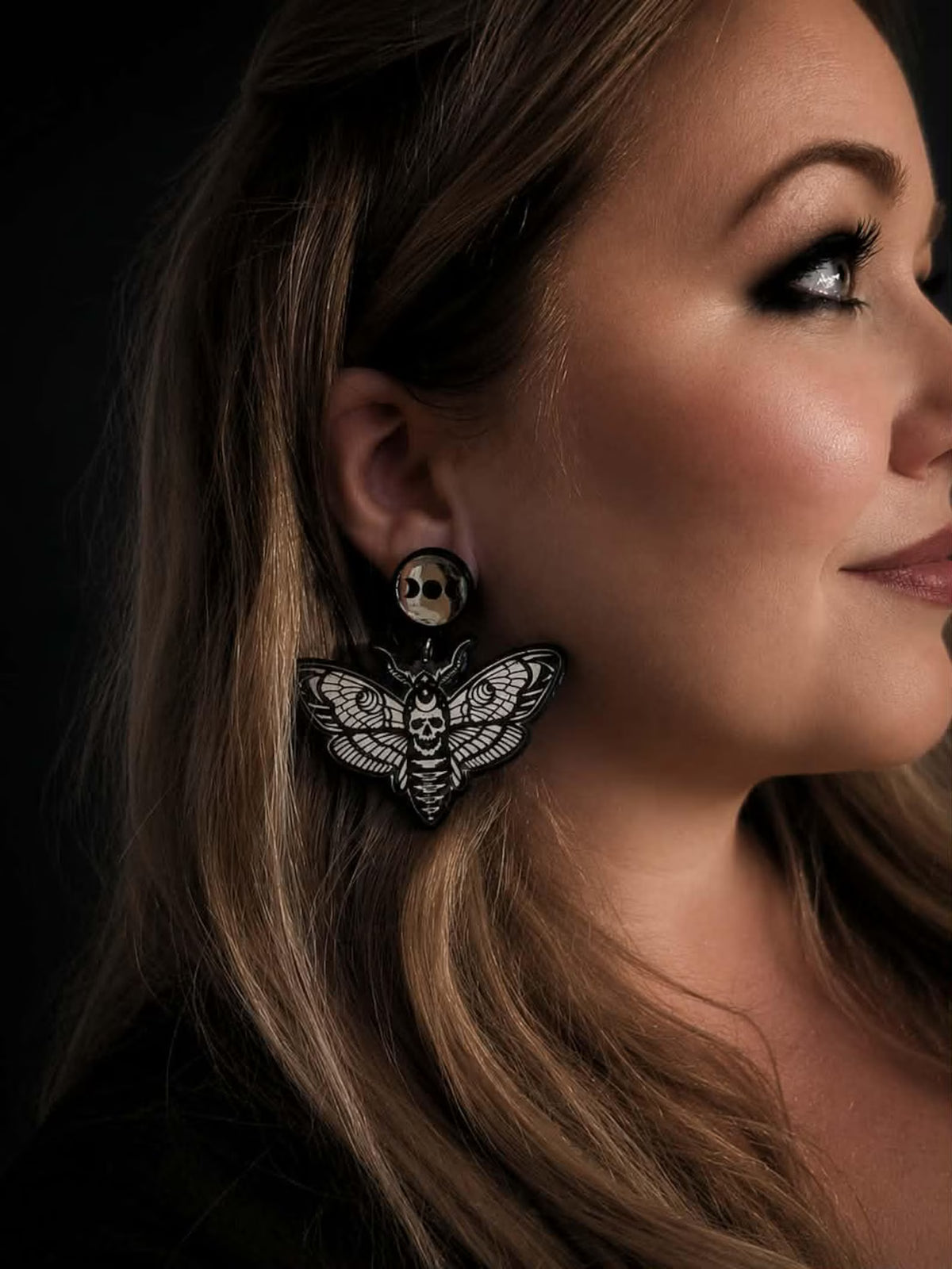 Deathshead Moth, Lunar Phase Earrings