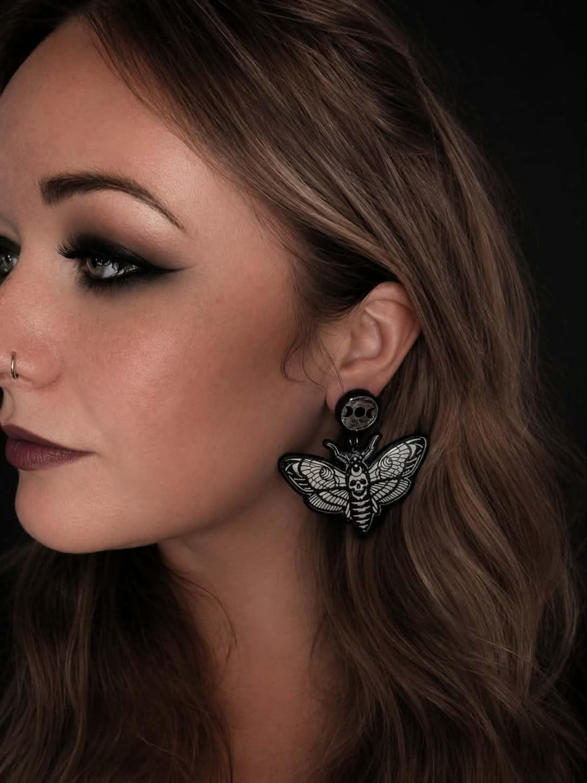 Deathshead Moth, Lunar Phase Earrings
