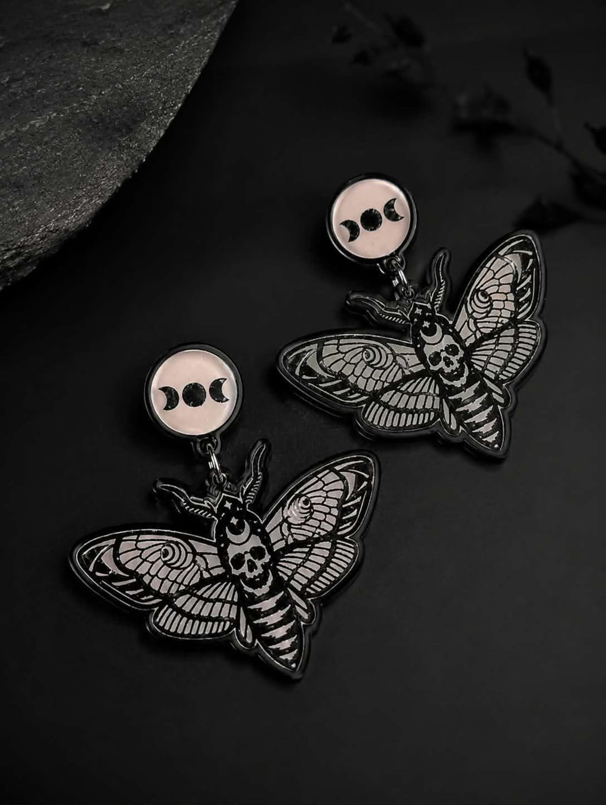 Deathshead Moth, Lunar Phase Earrings
